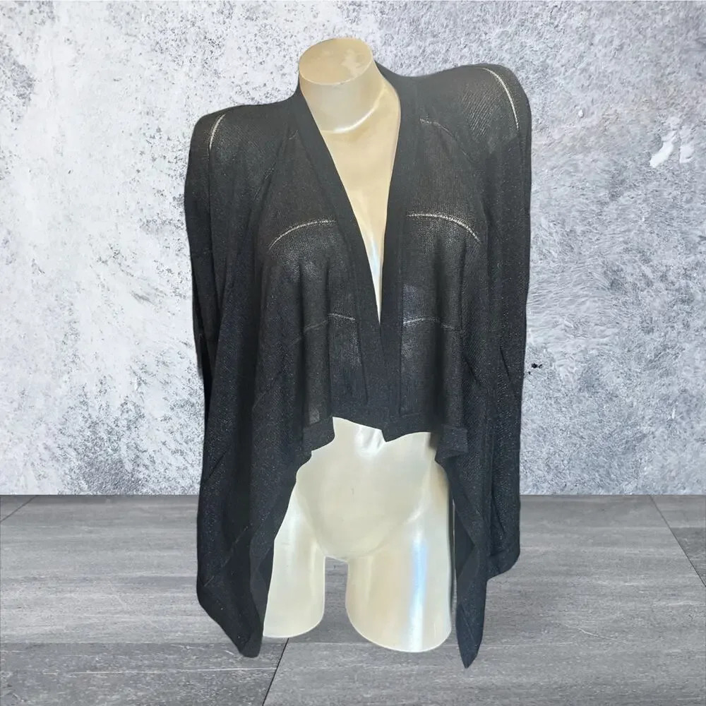 CACHE Sheer Metallic Black Cropped Cardigan Coverup